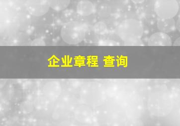 企业章程 查询